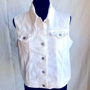 Levi’s White Denim Vest Jacket Sleeveless Size Large
